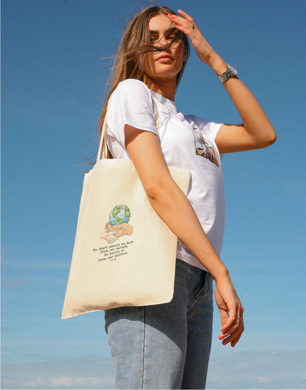 We don&#39;t inherit the Earth (with logo) Tote Bag - Vegan - 100% Organic Cotton New Design &#39;24