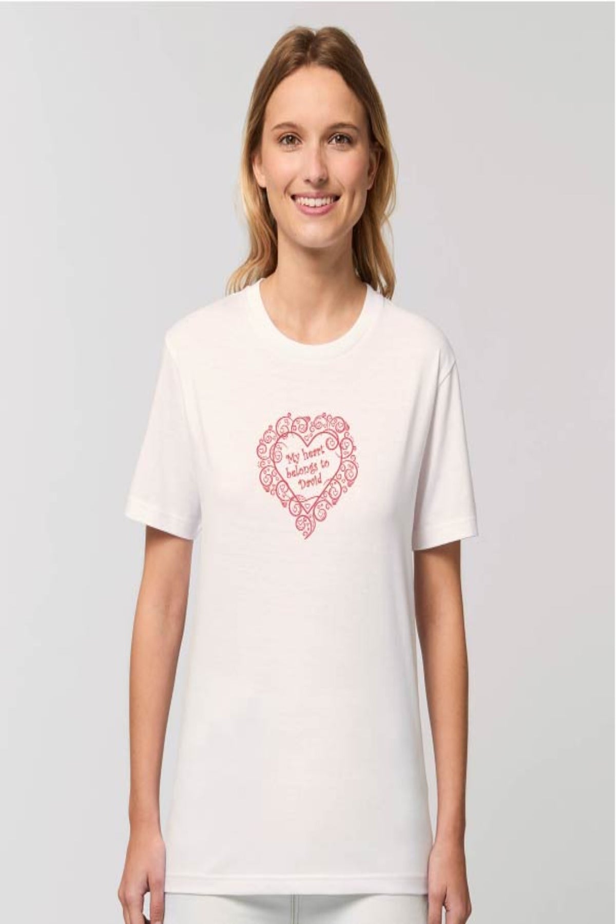 Personalised Love Heart  -  Unisex Organic Cotton T-Shirt